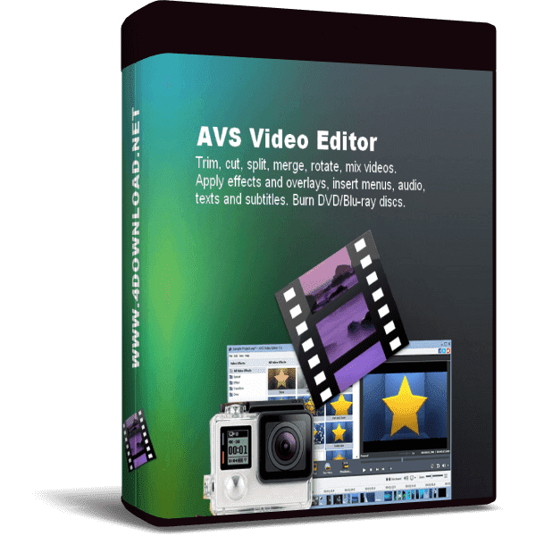 Avs Video Editor V9.9.4.412 Incl Patch - Khanpc 1 Box Packaging Of Avs Video Editor Software By Khanpc. The Front Of The Box Shows The Interface With Editing Tools And Features Highlighted, Such As Trimming, Cutting, Merging, And Rotating Videos. An Image Of A Camera And Video Frames Is Also Displayed. Includes A Special Patch For Additional Features.